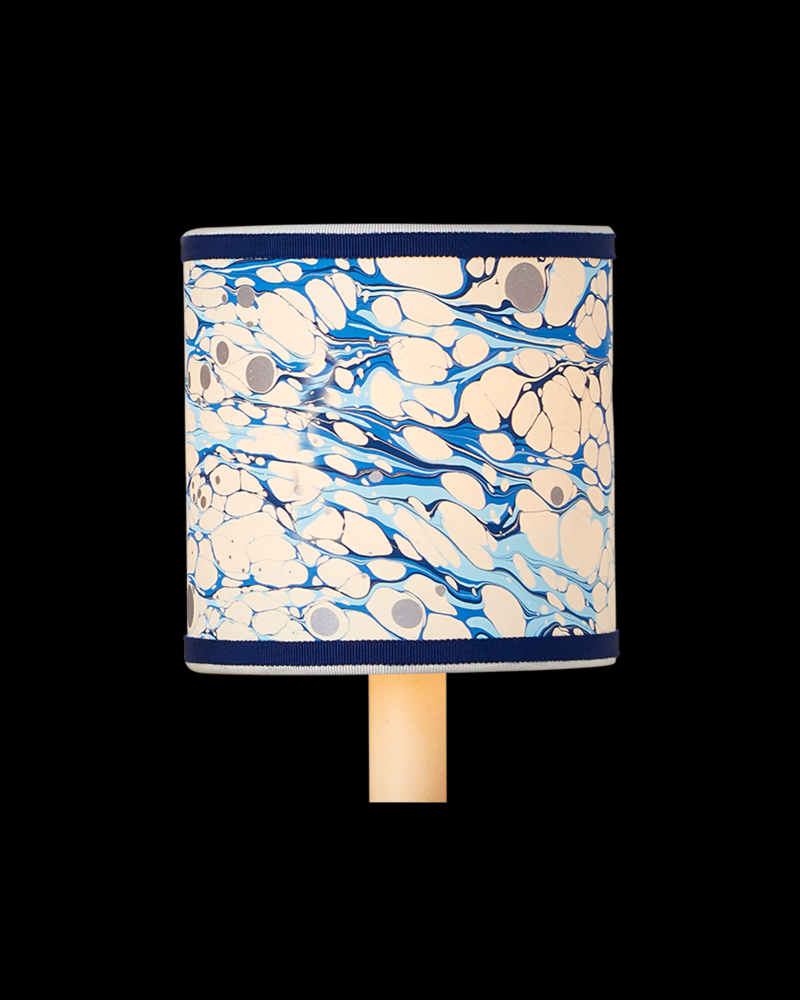 Marble Blue Lace Paper Drum Chandelier Shade